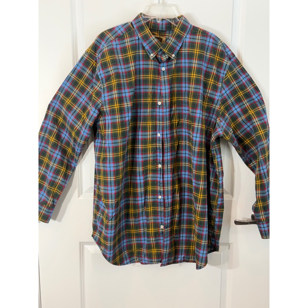 The Foundry Supply Co Easy Care Plaid Long Sleeve Button Down Shirt Men's 2XL